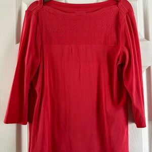 NorthCrest Cotton Women's Essential Tee Coral 3/4 Length Sleeves EUC Size M